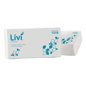 Livi Essentials Compact Hand Towel, 1 Ply 150 Sheets