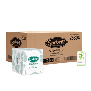 Sorbent Professional Silky White Facial Tissue, 2 Ply 90 Sheets Cube