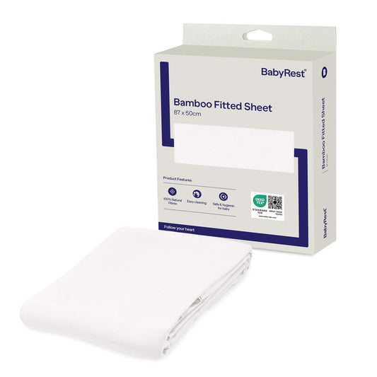 BabyRest Bamboo Fitted Sheet, 870x500mm, White