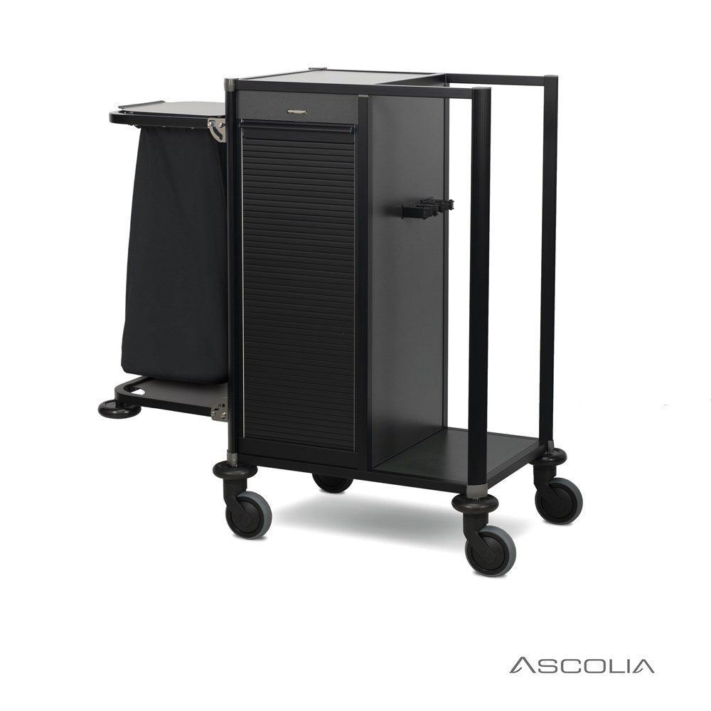 Ascolia Housekeeping Cart LAVEZZI M, Black Nappa Leather