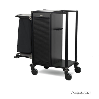 Ascolia Housekeeping Cart LAVEZZI M, Black Nappa Leather