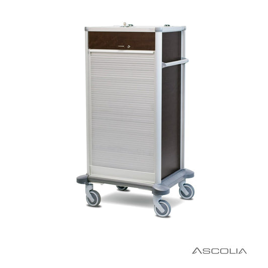 Ascolia Minibar Restocking Cart BALATON 520, 3 Drawers + Shutter, Wenge Oak