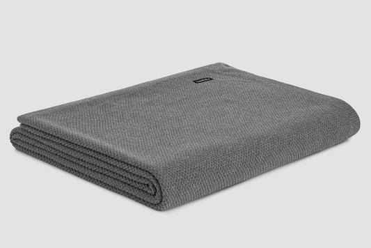 Bemboka Blanket Soft Cotton, Moss Stitch, Queen/King, Grey
