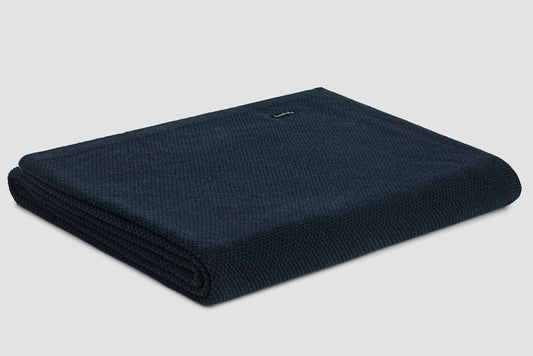Bemboka Blanket Soft Cotton, Moss Stitch, Queen/King, Ink