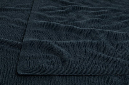 Bemboka Blanket Soft Cotton, Moss Stitch, Queen/King, Ink