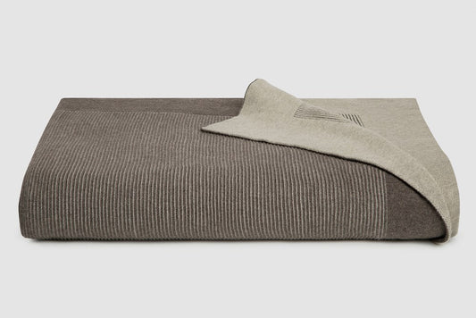 Bemboka Blanket Soft Cotton, Reversible Rib, Queen/King, Mocha/Wheat