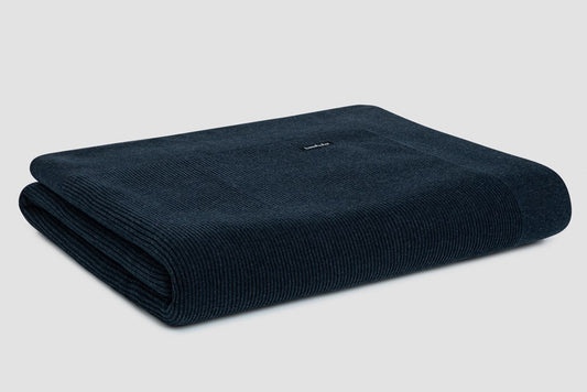 Bemboka Blanket Soft Cotton, Rib Knit, Queen/King, Ink