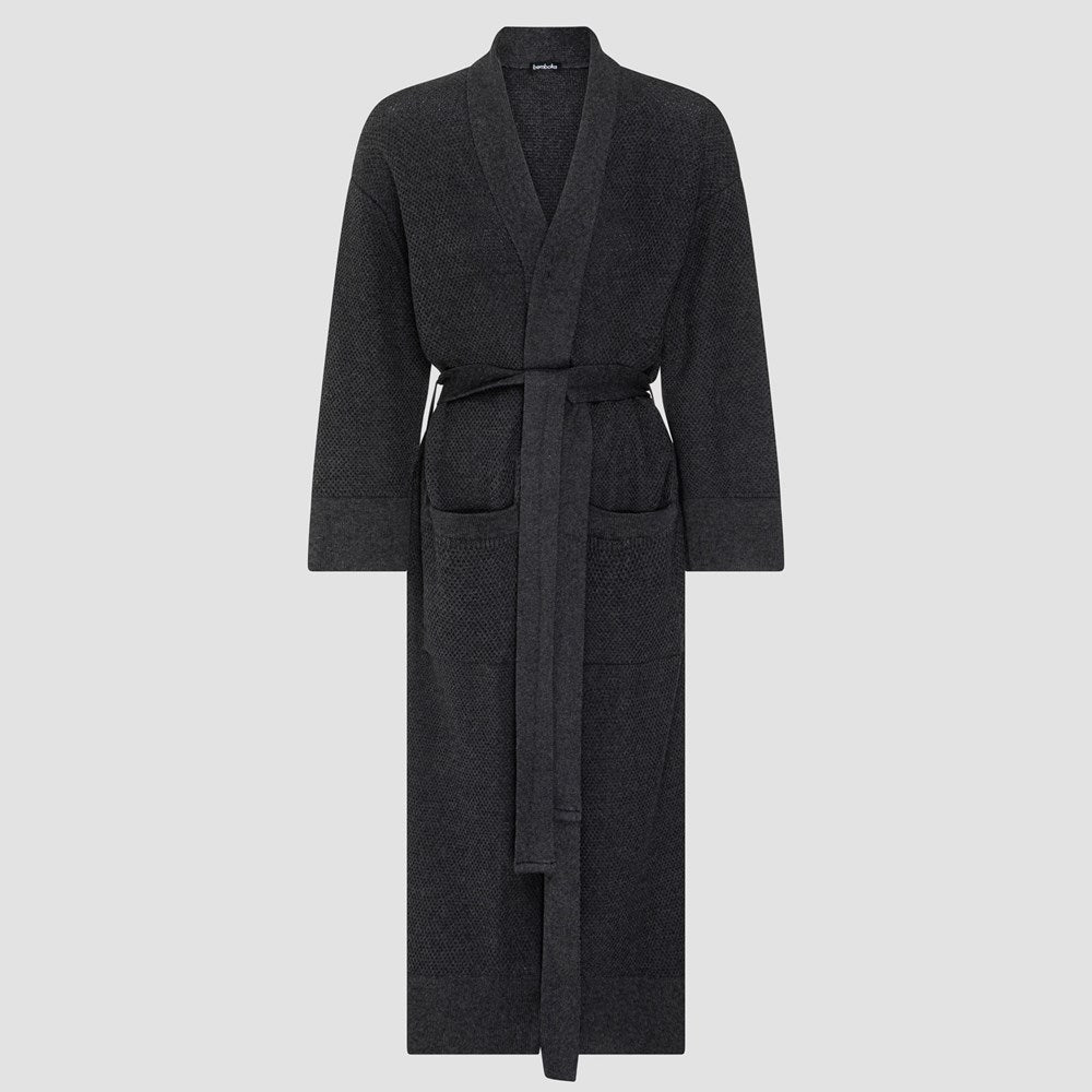 Bemboka Bathrobe, S-M, 100% Combed Cotton, Charcoal