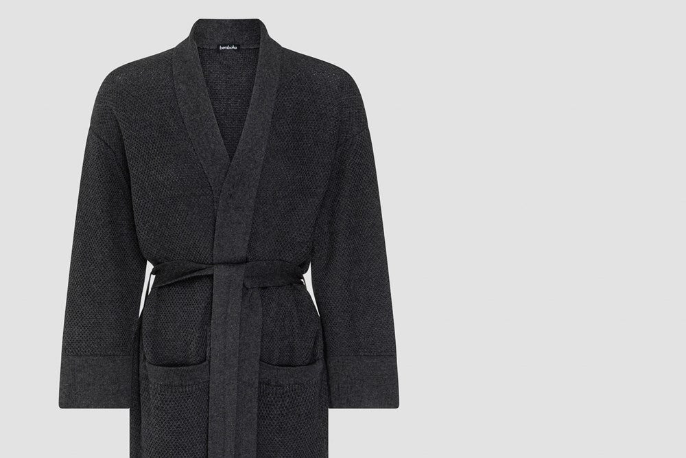 Bemboka Bathrobe, S-M, 100% Combed Cotton, Charcoal