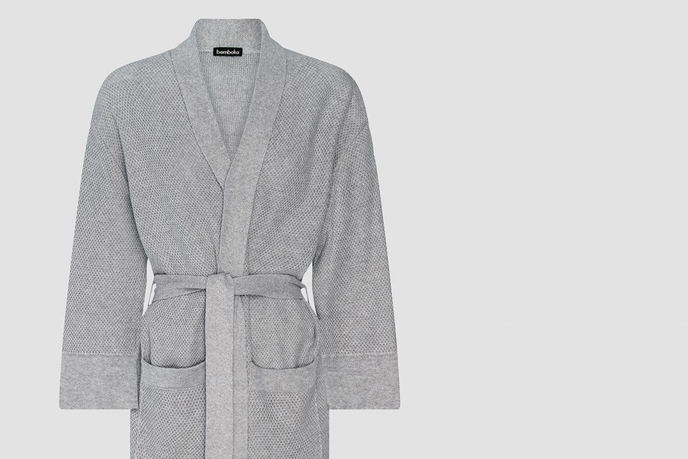 Bemboka Bathrobe, S-M, 100% Combed Cotton, Dove