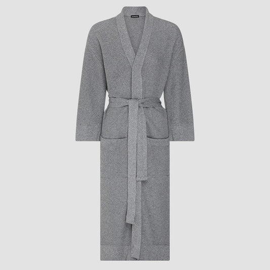 Bemboka Bathrobe, S-M, 100% Combed Cotton, Dove Marl