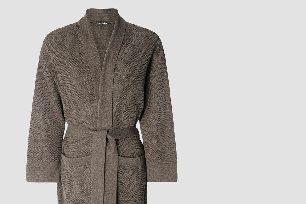 Bemboka Bathrobe, S-M, 100% Combed Cotton, Mocha