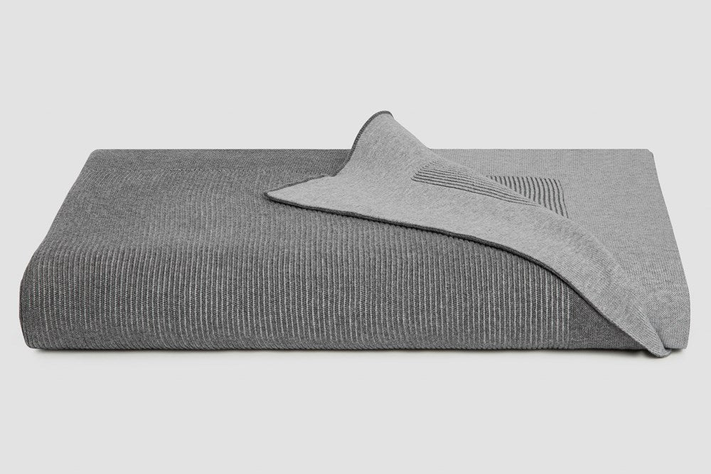 Bemboka Throw Soft Cotton, Reversible Rib, King, Grey/Dove