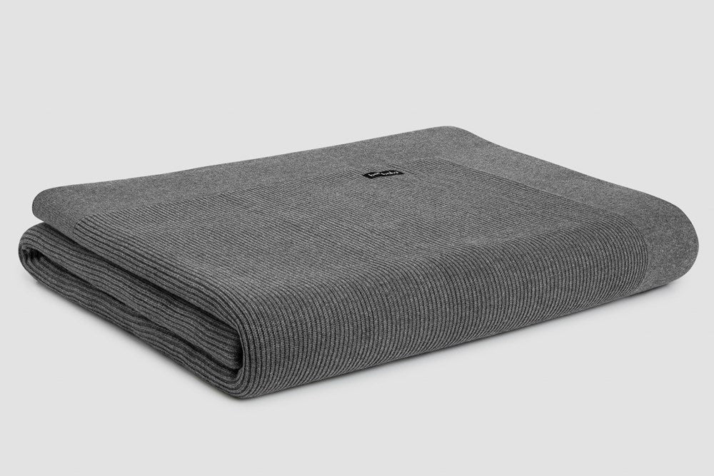 Grey Ribbed Throw Bemboka Throw Soft Cotton, Rib Knit, King, Grey – Swisstrade