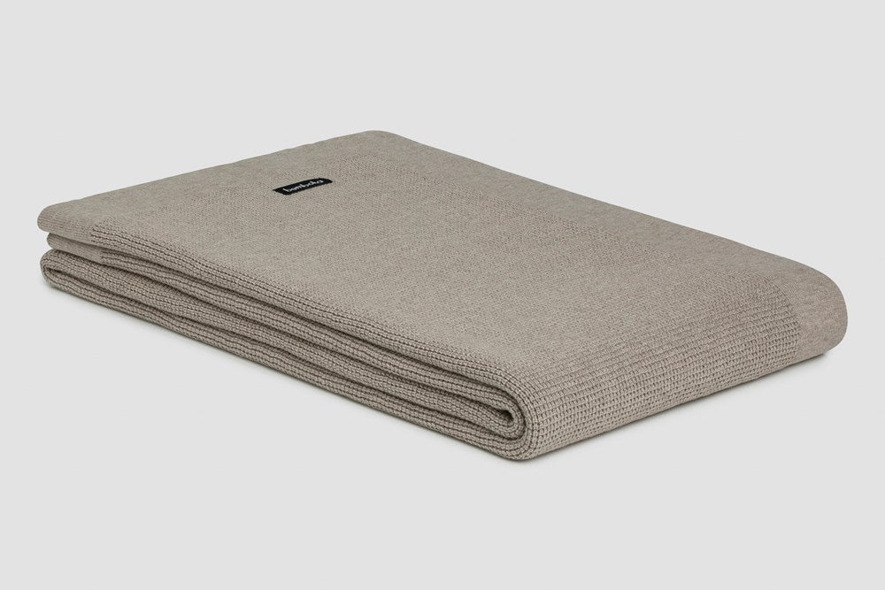 Bemboka Throw Soft Cotton, Small Box Knit, Queen, Wheat