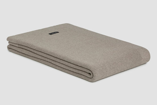 Bemboka Throw Soft Cotton, Small Box Knit, Queen, Wheat