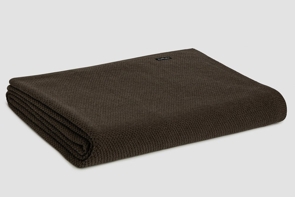 Bemboka Blanket Soft Cotton, Moss Stitch, King Single, Chocolate