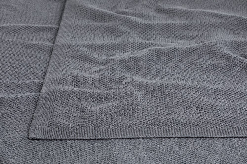 Bemboka Blanket Soft Cotton, Moss Stitch, King Single, Grey