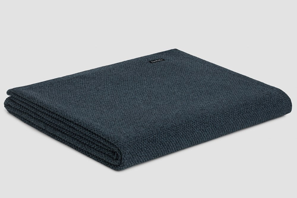 Bemboka Blanket Soft Cotton, Moss Stitch, King Single, Ink Marl