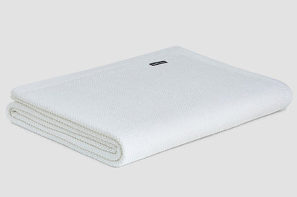 Bemboka Blanket Soft Cotton, Moss Stitch, King Single, White