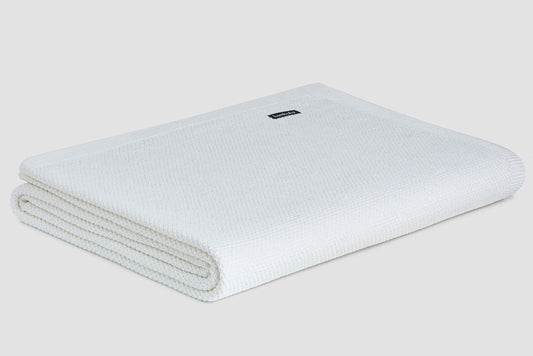 Bemboka Blanket Soft Cotton, Moss Stitch, King Single, White