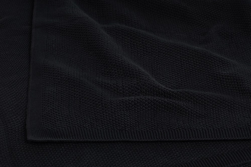 Bemboka Blanket Soft Cotton, Moss Stitch, Queen/Super King, Black