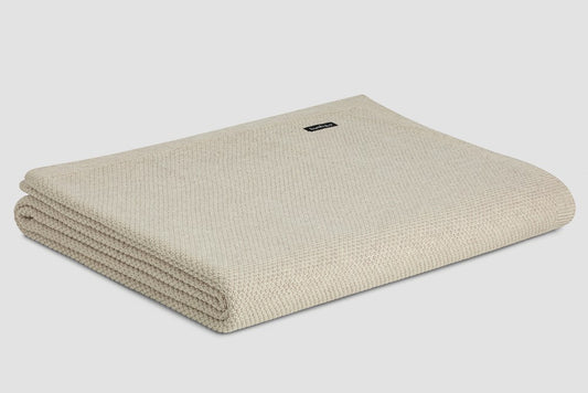 Bemboka Blanket Soft Cotton, Moss Stitch, Queen/Super King, Sand