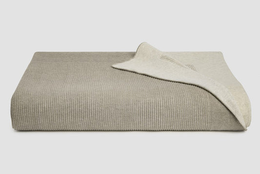 Bemboka Blanket Soft Cotton, Reversible Rib, Queen/Super King, Wheat/Sand