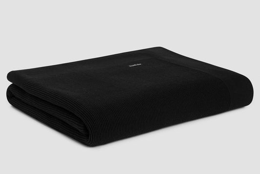 Bemboka Throw Soft Cotton, Rib Knit, Sofa/Lounge, Black