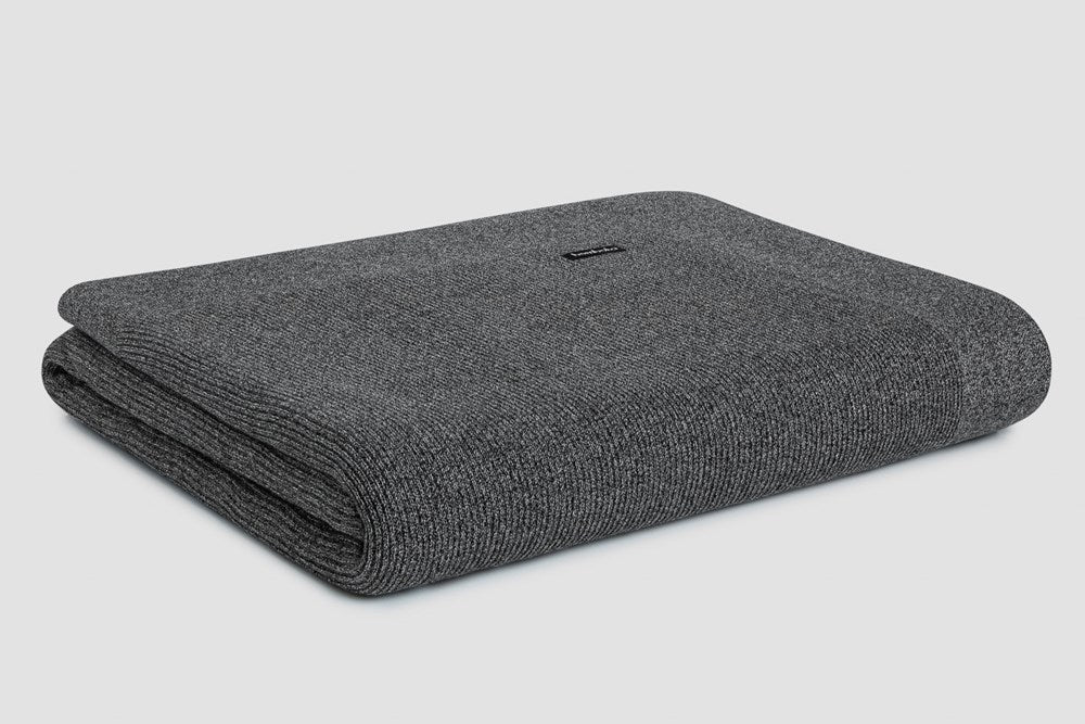Grey Ribbed Throw Bemboka Throw Soft Cotton, Rib Knit, Sofa/Lounge, Grey Marl – Swisstrade