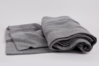 Grey Ribbed Throw Bemboka Throw Soft Cotton, Rib Knit, Sofa/Lounge, Grey Marl – Swisstrade