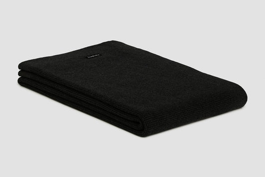 Bemboka Throw Soft Cotton, Small Box Knit, Sofa/Lounge, Black