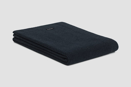 Bemboka Throw Soft Cotton, Small Box Knit, Sofa/Lounge, Ink