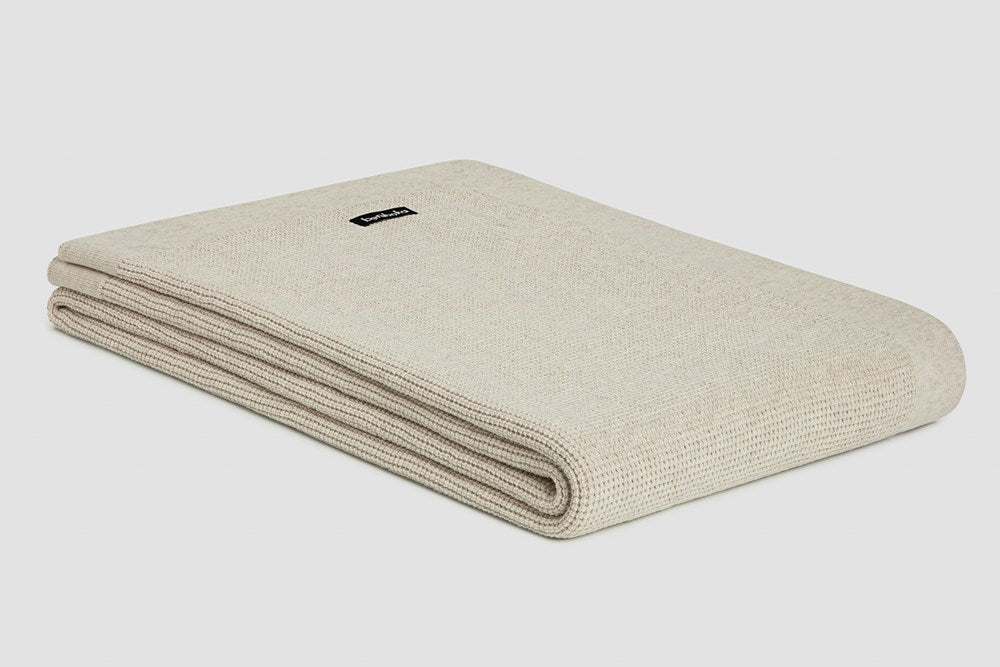 Bemboka Throw Soft Cotton, Small Box Knit, Sofa/Lounge, Sand