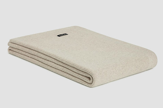 Bemboka Throw Soft Cotton, Small Box Knit, Sofa/Lounge, Sand