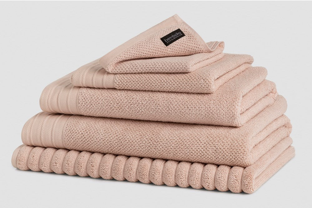 Bemboka Hand Towel, Jacquard Weave, 100% Cotton, 650gsm, Blush