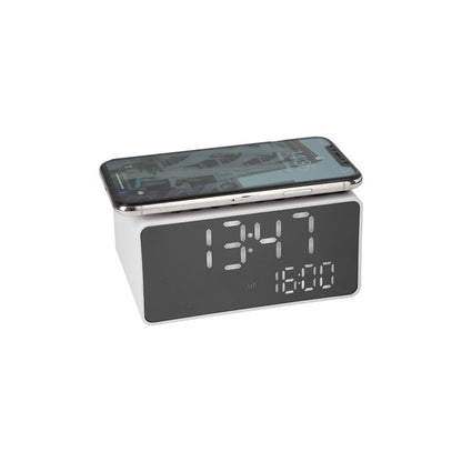 JVD Bluetooth Radio Wave, Digital Clock, Wireless Charger, White