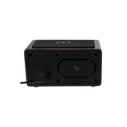 JVD Bluetooth Radio Carabay, Alarm Clock, Wireless Charger, Brown