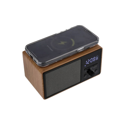 JVD Bluetooth Radio Carabay, Alarm Clock, Wireless Charger, Beech