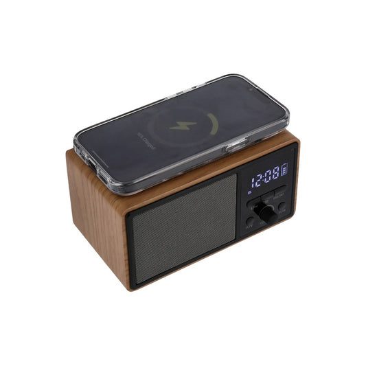 JVD Bluetooth Radio Carabay, Alarm Clock, Wireless Charger, Beech