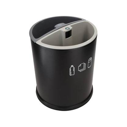 JVD Recycle Bin Kanda, 10L, Dual-Liner, Round, Black/Steel