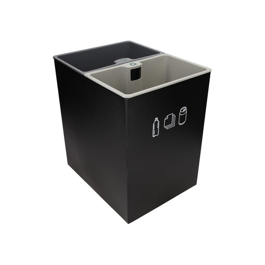 JVD Recycle Bin Brugges, 14L, Dual-Liner, Rectangle, Black Steel