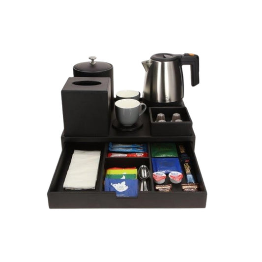 JVD Drawer Tray CHARME, 4 Compartments, Black Leatherette