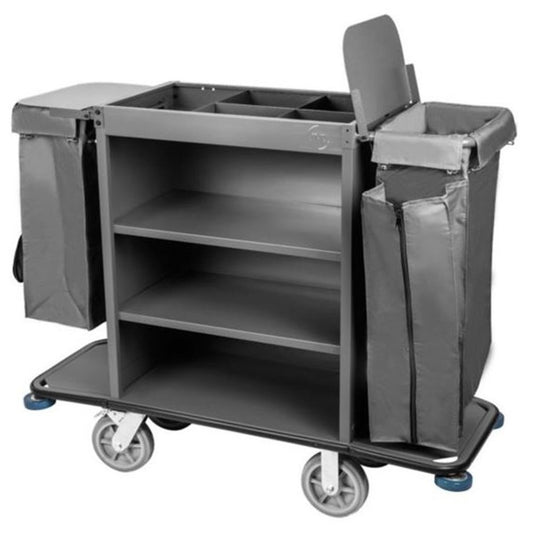 JVD Housekeeping Half-Cart Open, 3 Fixed Shelves, Metal, Anthracite Grey
