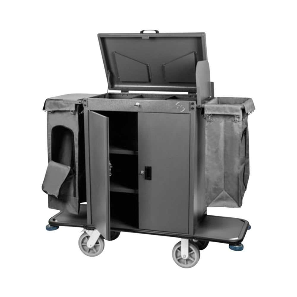 JVD Housekeeping Half-Cart Closed, 3 Fixed Shelves, Grey