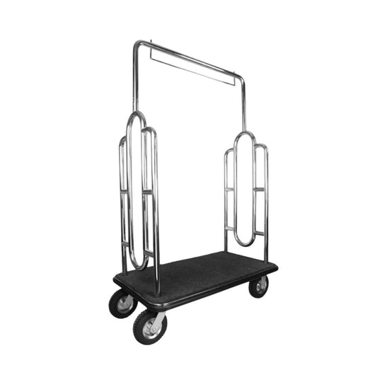 JVD Luggage Cart with Black Carpet, Stainless Steel