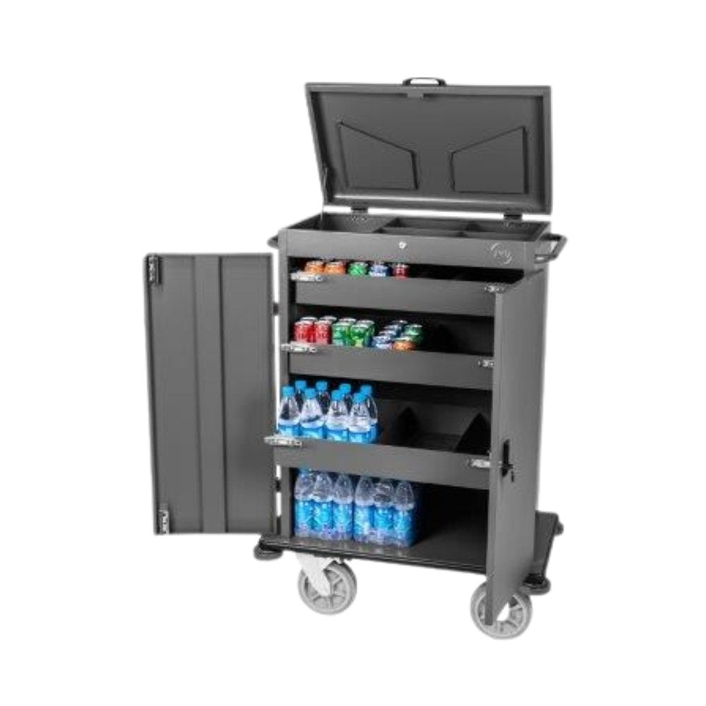 JVD Minibar Restocking Cart, 3 Shelves + Lockable Doors, Anthracite