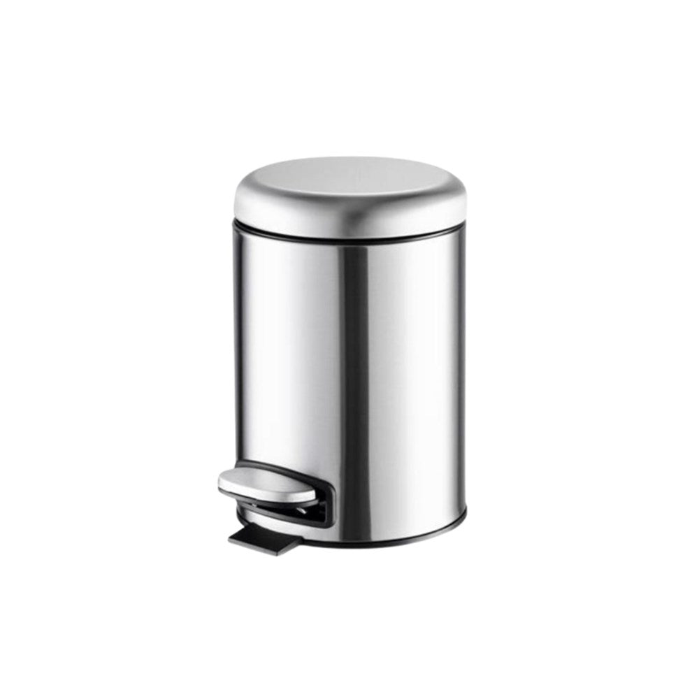 JVD Pedal Bin Lotus, 3L, Round, Matt Stainless Steel