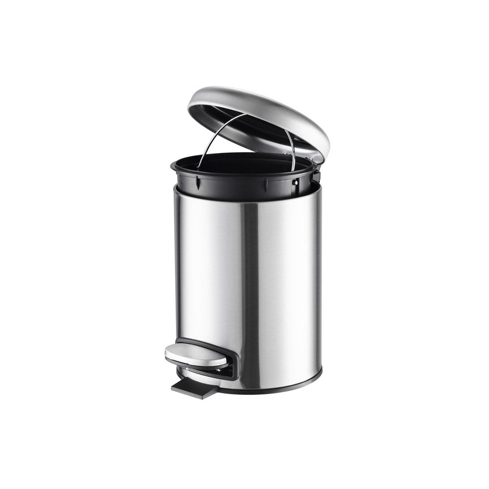 JVD Pedal Bin Lotus, 5L, Round, Matt Stainless Steel