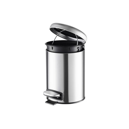 JVD Pedal Bin Lotus, 5L, Round, Matt Stainless Steel